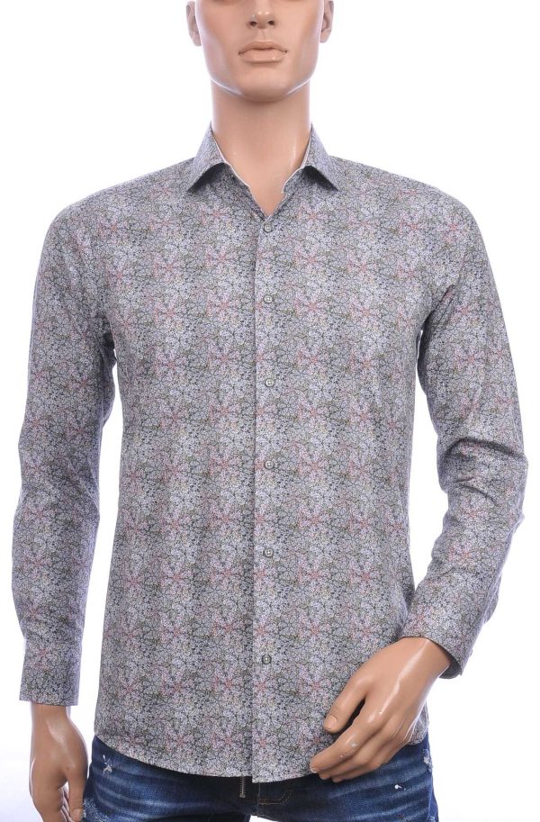 Corrino Italiaanse getailleerd slim fit allover paisley dessin heren overhemd Beige