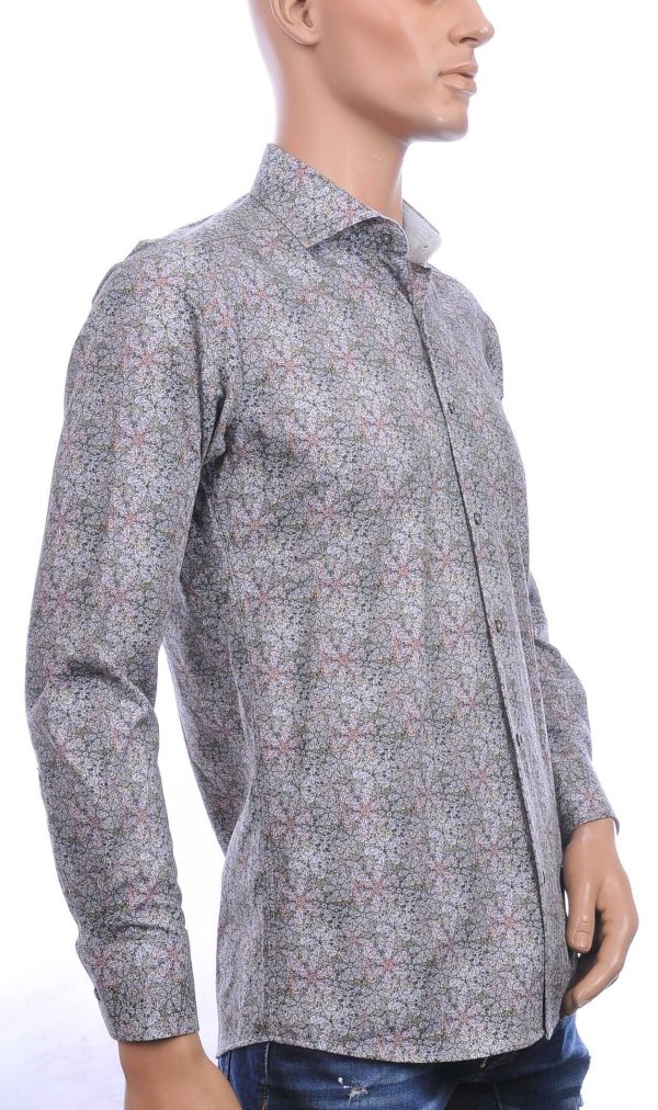 Corrino Italiaanse getailleerd slim fit allover paisley dessin heren overhemd Beige