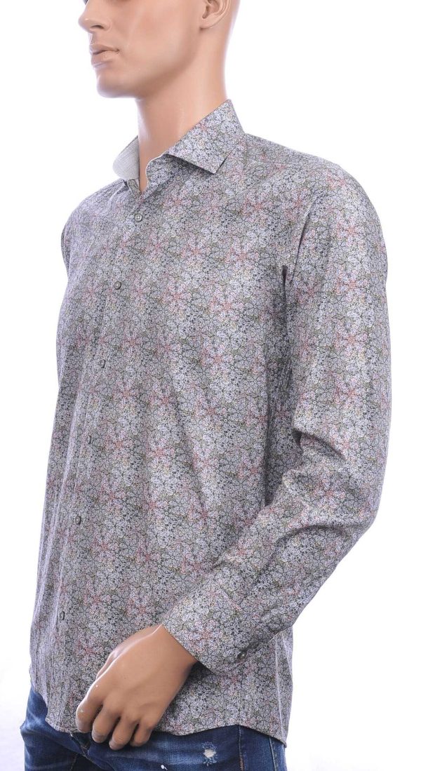 Corrino Italiaanse getailleerd slim fit allover paisley dessin heren overhemd Beige