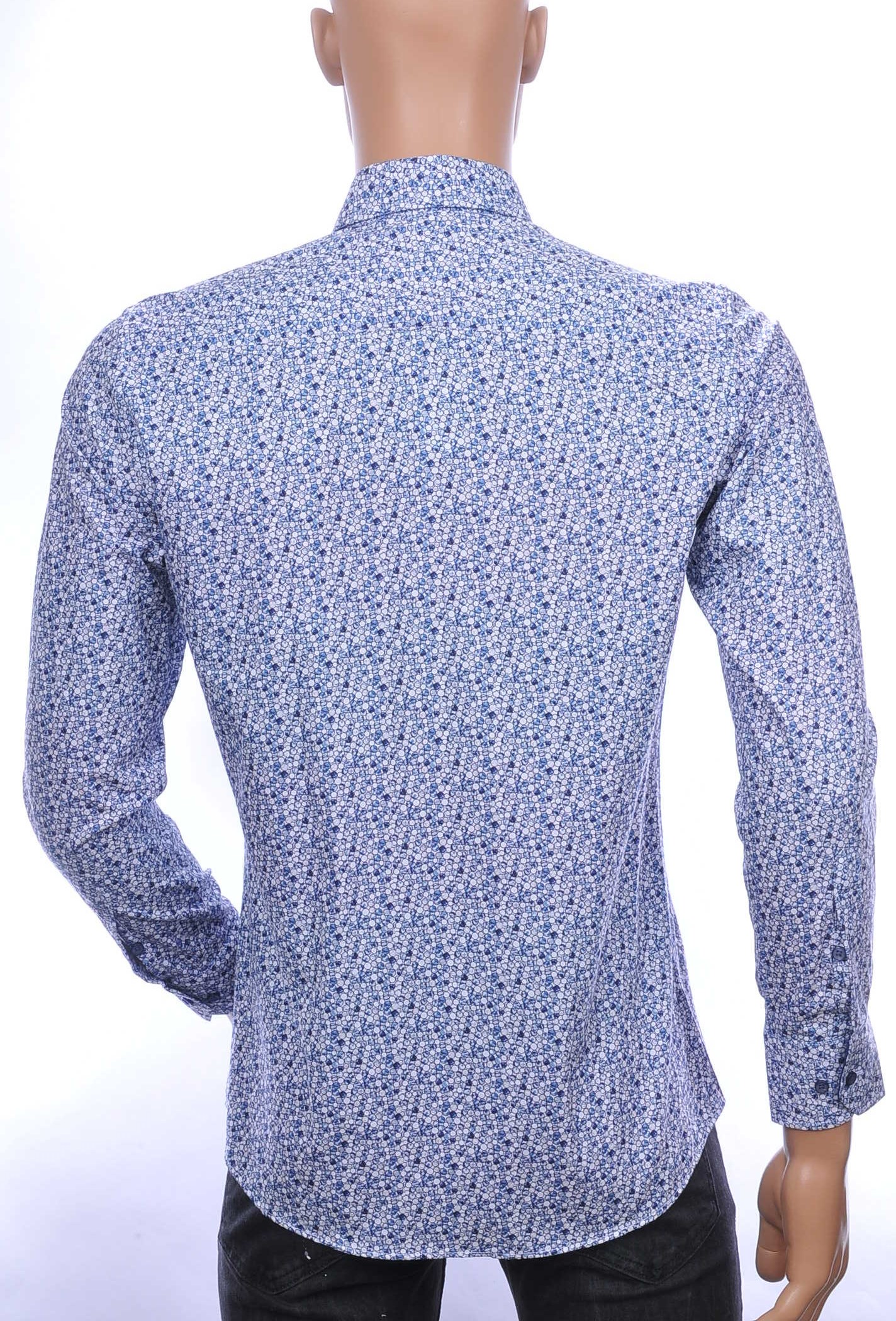 ARISTO Wolff Blitz Moncler DIOR Philipp Plein PRADA Louis Vuitton GUCCI VERSACE KENZO Dsquared2 Levi's CHASIN G-STAR DOLCE & GABBANA DIESEL PME LEGEND WAM DENIM LACOSTE trendy allover knoopjes dessin heren overhemd Blauw