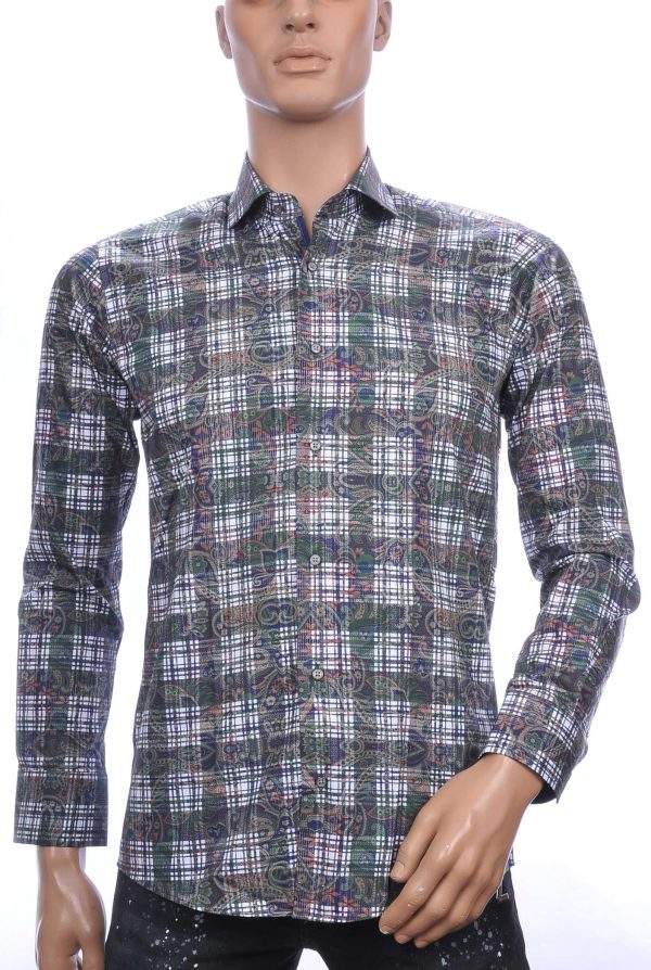 CORRINO Blue Industry Wolff Blitz Moncler DIOR Philipp Plein PRADA Louis Vuitton GUCCI VERSACE KENZO Dsquared2 Levi's CHASIN G-STAR DOLCE & GABBANA DIESEL PME LEGEND WAM DENIM LACOSTE regular fit allover paisley geruite dessin heren overhemd Khaki