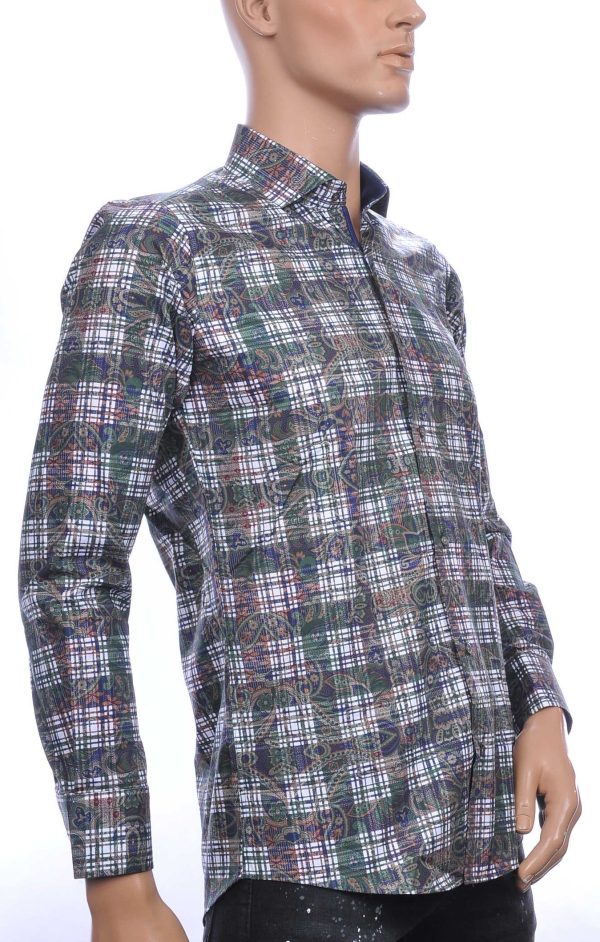 CORRINO Blue Industry Wolff Blitz Moncler DIOR Philipp Plein PRADA Louis Vuitton GUCCI VERSACE KENZO Dsquared2 Levi's CHASIN G-STAR DOLCE & GABBANA DIESEL PME LEGEND WAM DENIM LACOSTE regular fit allover paisley geruite dessin heren overhemd Khaki