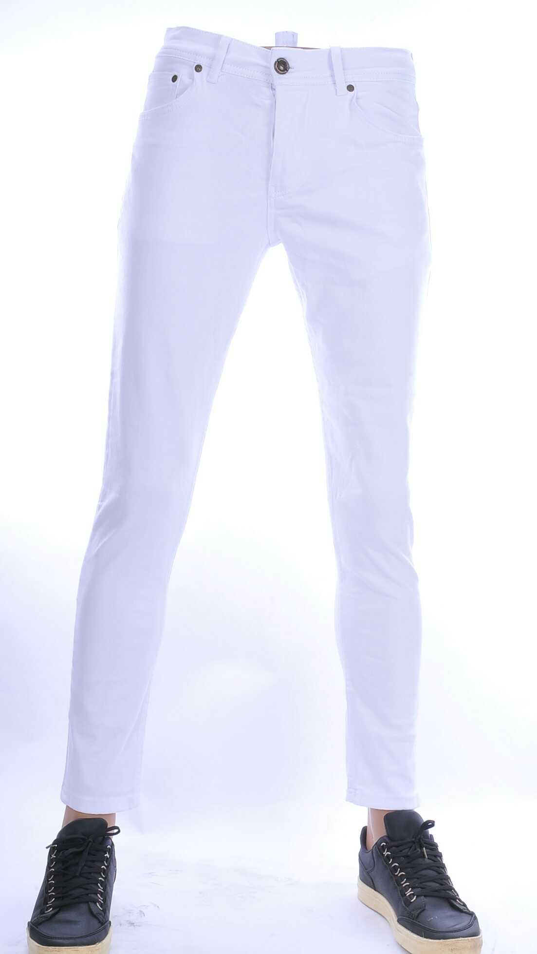 Montfleuri effen witte kleur slim fit heren stretch jeans Wit