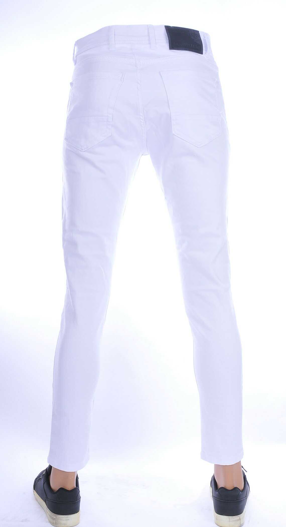 Montfleuri effen witte kleur slim fit heren stretch jeans Wit