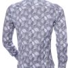 Ferlucci Trendy Slim Fit Heren Overhemd met Allover Bladeren Dessin - Grijs