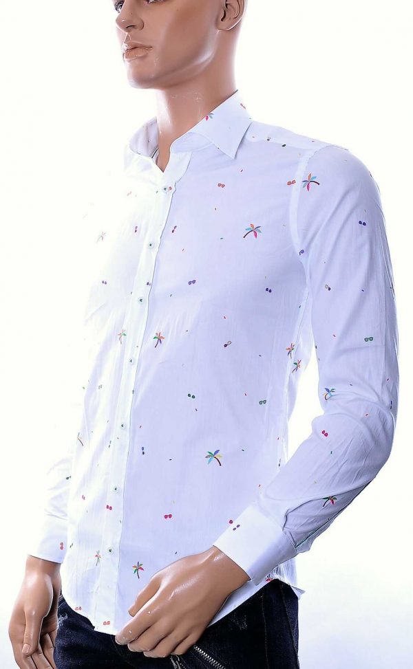 Gabano modern fit allover Hawaii dessin heren overhemd Wit