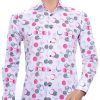 Corrino trendy slim fit allover kleurrijk rondjes dessin heren overhemd Wit