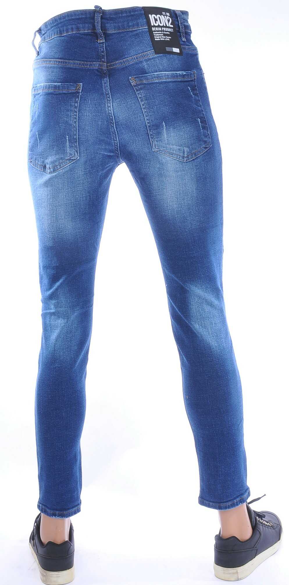 ICON2 Hippe Gescheurde Slim Fit Heren Jeans met Verfspatten – Trendy, Comfortabel en Stoer Blauw | Modieuze Streetwear, Slim Fit Jeans, Dames en Heren Jeans, Urban Fashion