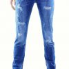 Edo Jeans gescheurd damaged heren skinny jeans met verfspatten Blauw