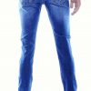 Edo Jeans gescheurd damaged heren skinny jeans met verfspatten Blauw