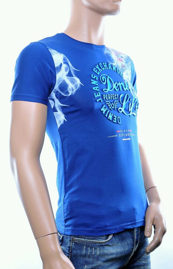 Silver Rain modern dessin T-Shirt met 3D tekst Blauw