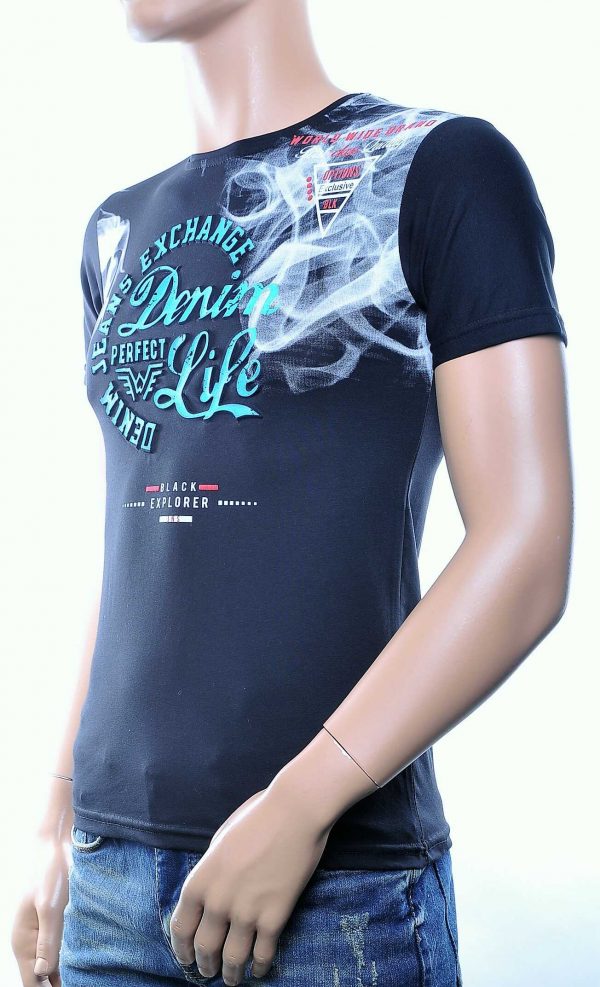 Silver Rain modern dessin T-Shirt met 3D tekst Zwart