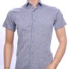 CORRINO slim fit heren overhemd met korte mouwen Grijs