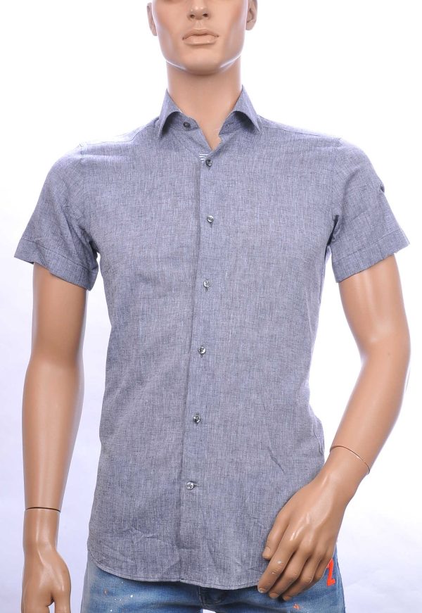 CORRINO slim fit heren overhemd met korte mouwen Grijs