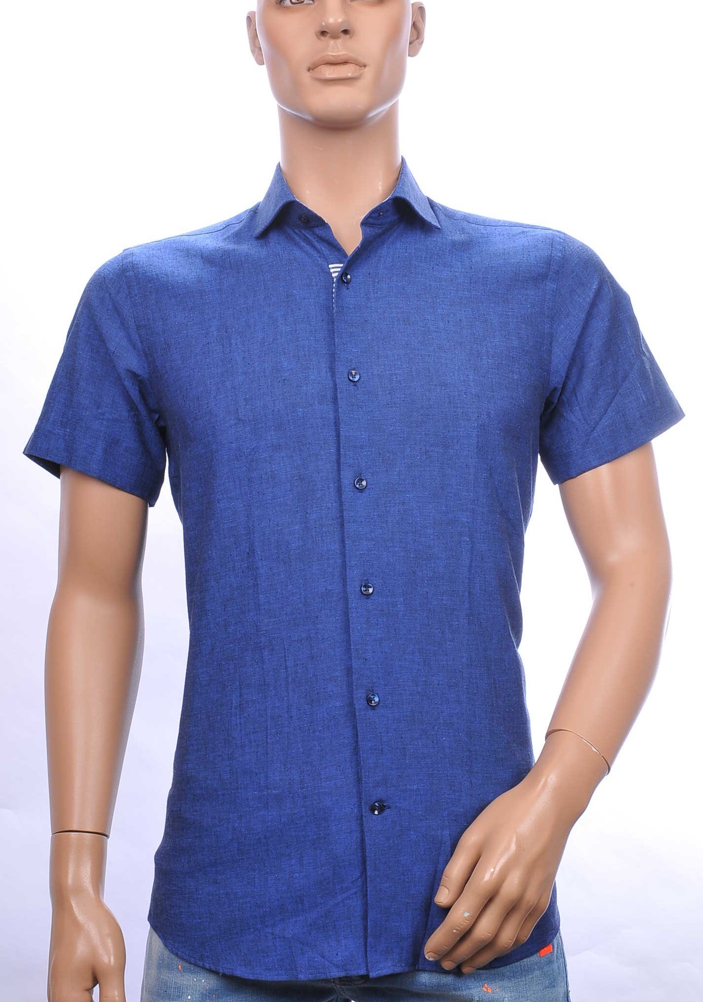 CORRINO slim fit heren overhemd met korte mouwen Navy