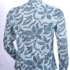 BERZO Italiaanse allover bladeren motieven slim fit heren overhemd Groen