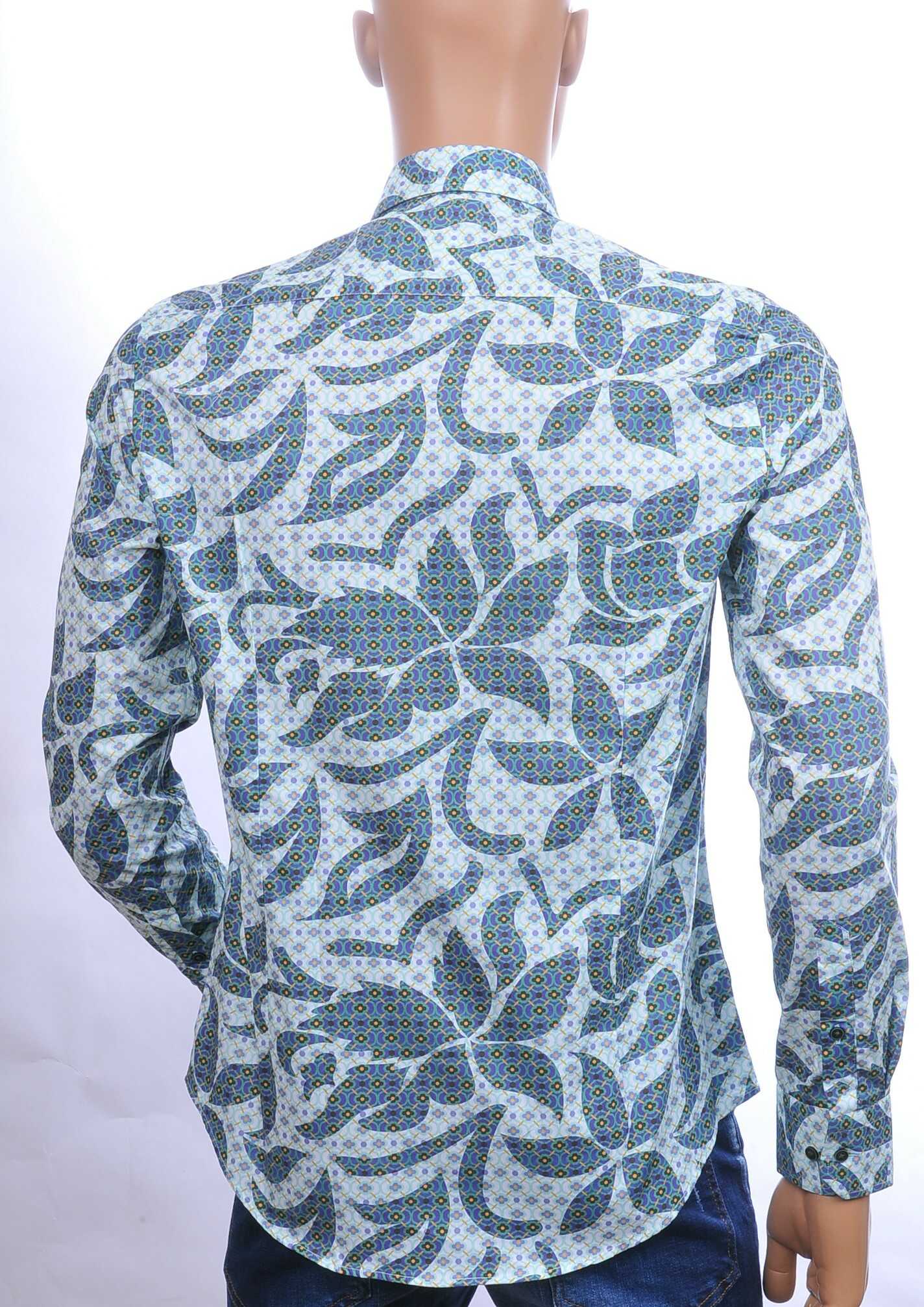 BERZO Italiaanse allover bladeren motieven slim fit heren overhemd Groen