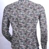 BERZO Italiaanse Getailleerde Slim Fit Heren Overhemd met Allover Fiets- en Vogelprint – Grijs | Trendy & Comfortabel