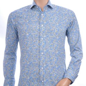 CORRINO Italiaanse slim fit allover bloemen dessin heren overhemd Groen