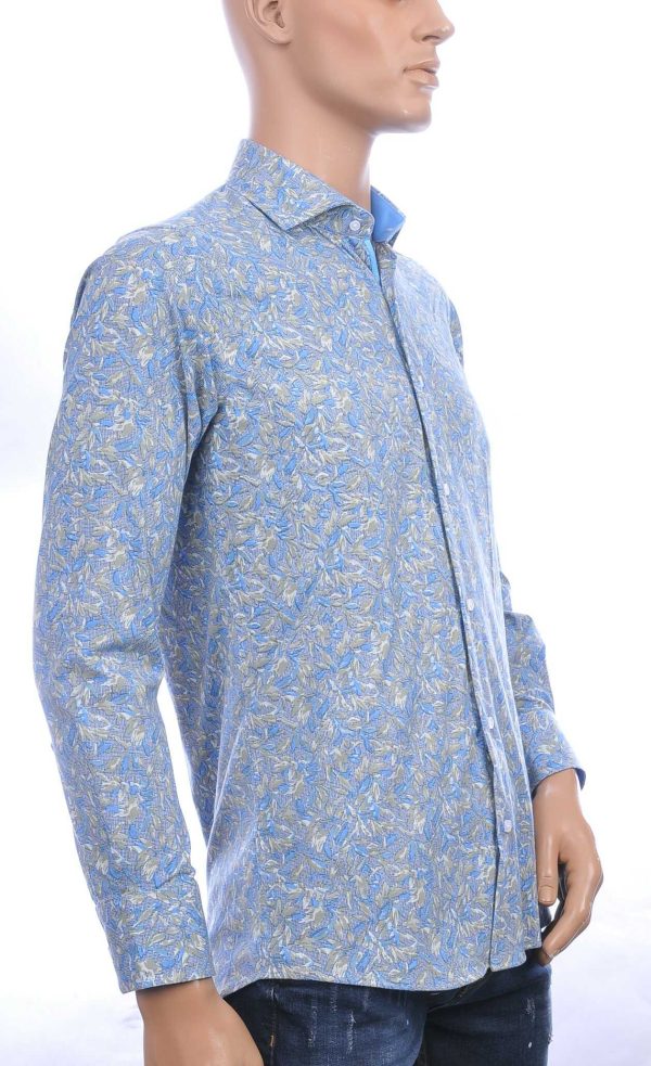 CORRINO Italiaanse slim fit allover bloemen dessin heren overhemd Groen