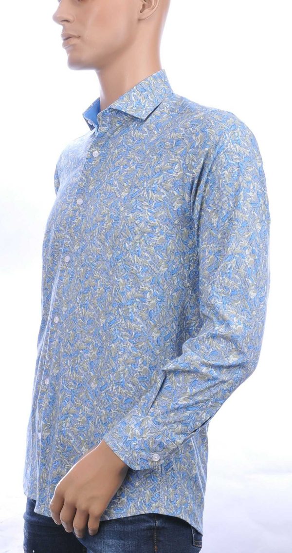 CORRINO Italiaanse slim fit allover bloemen dessin heren overhemd Groen