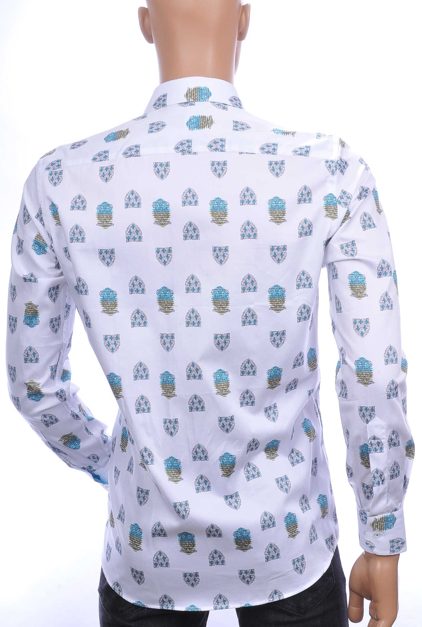 CORRINO OLYMP State of Art Blue Industry A fish named fred Wolff Blitz Moncler DIOR Philipp Plein PRADA Louis Vuitton GUCCI VERSACE KENZO Dsquared2 Levi's CHASIN G-STAR DOLCE & GABBANA DIESEL PME LEGEND WAM DENIM LACOSTE slim fit allover kunst symbolen dessin heren overhemd Wit