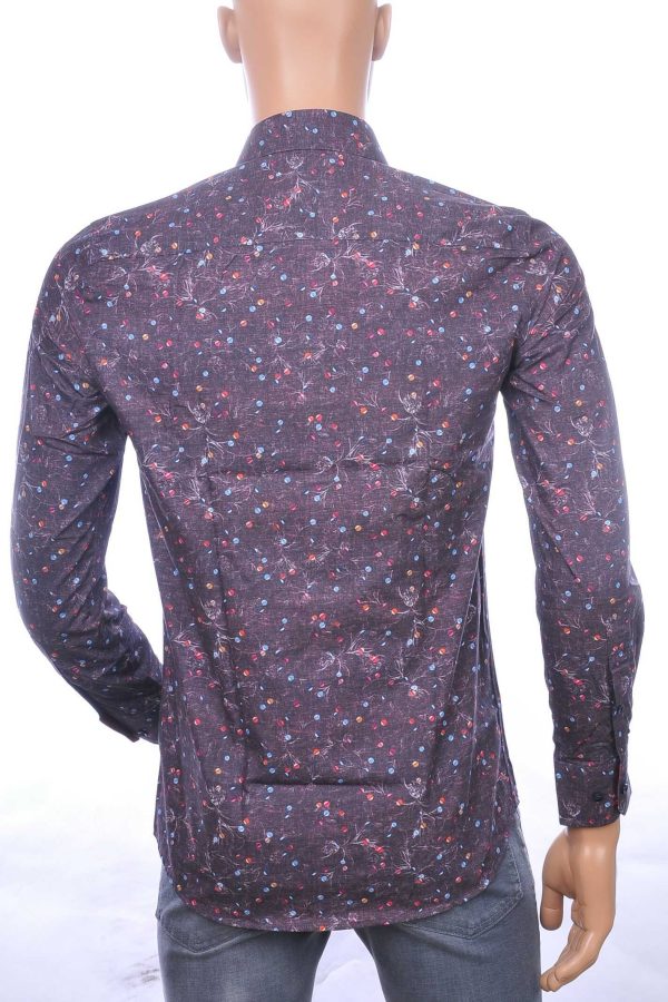 CORRINO trendy allover bloemen dessin slim fit heren overhemd Bordeaux