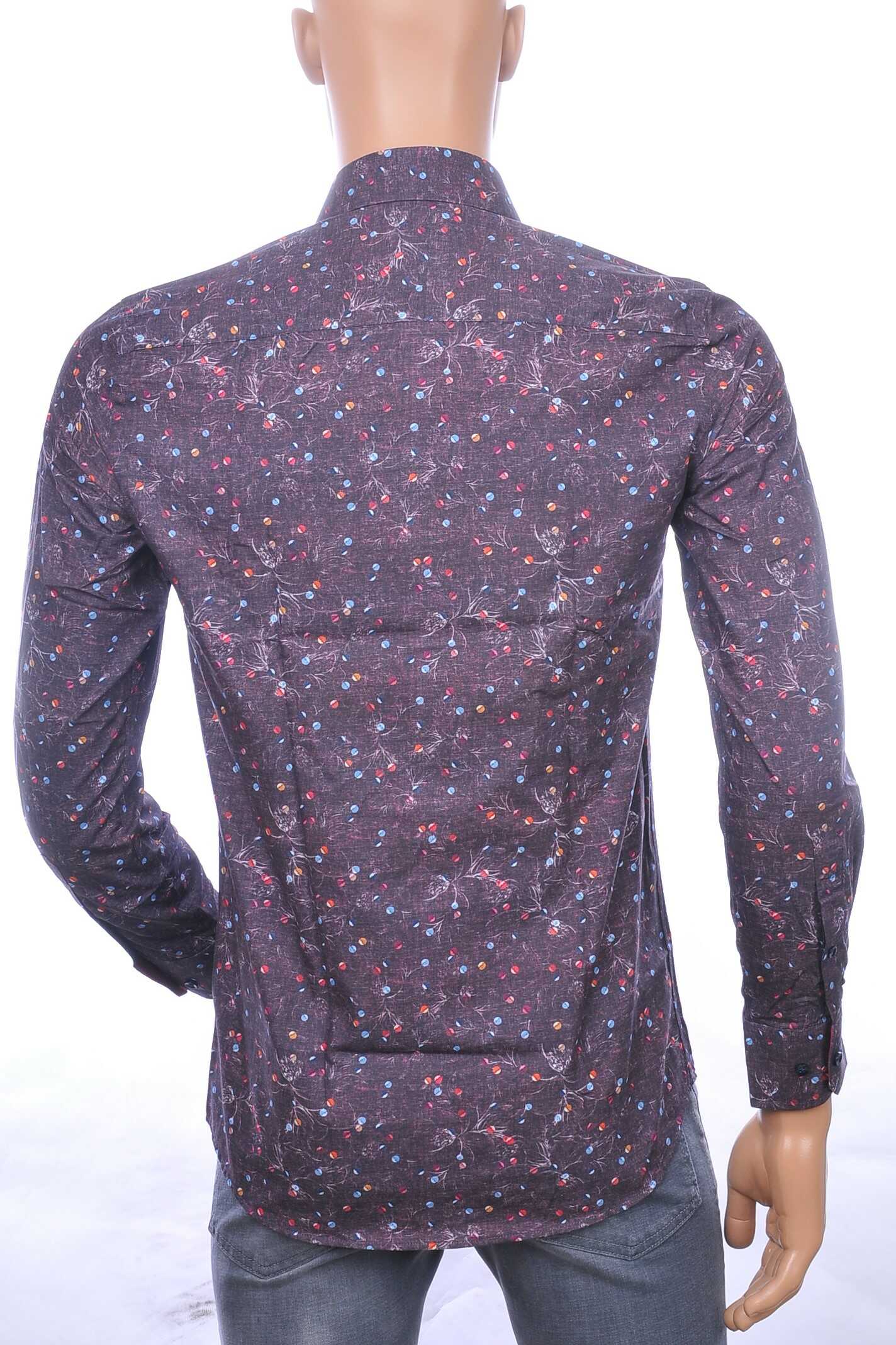 CORRINO trendy allover bloemen dessin slim fit heren overhemd Bordeaux