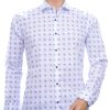 Corrino slim fit allover madeliefjes dessin heren overhemd Wit