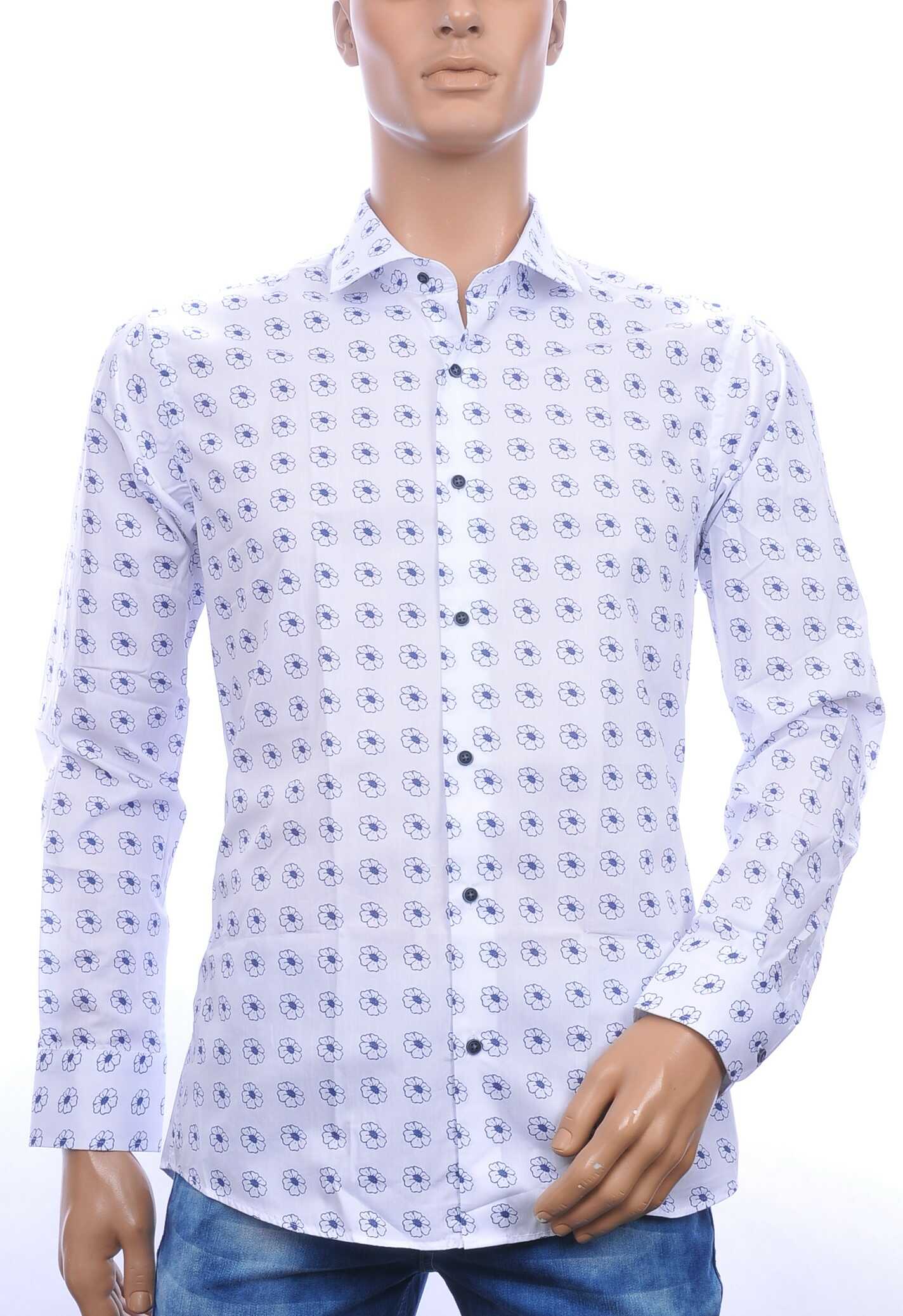 Corrino slim fit allover madeliefjes dessin heren overhemd Wit