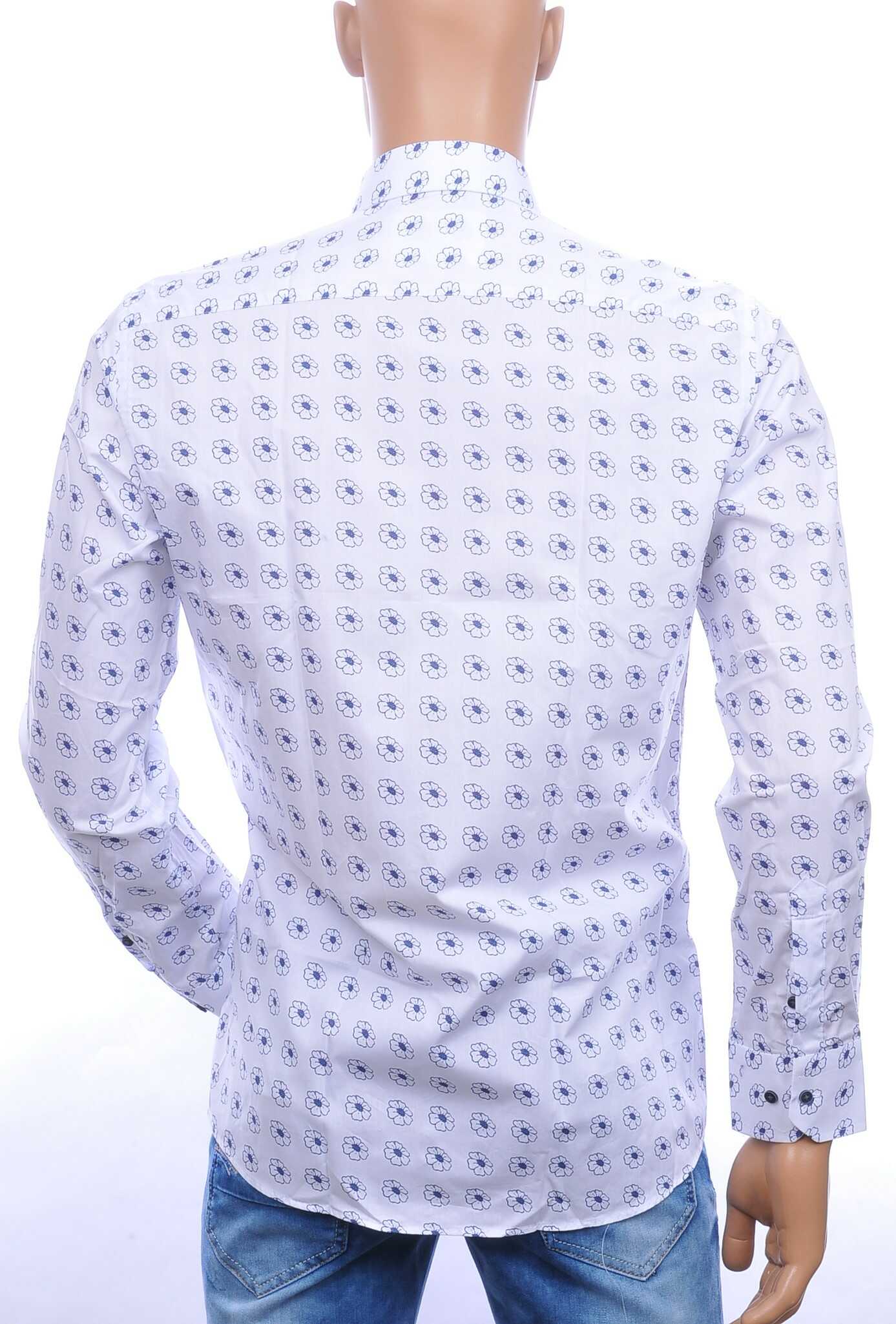 Corrino slim fit allover madeliefjes dessin heren overhemd Wit