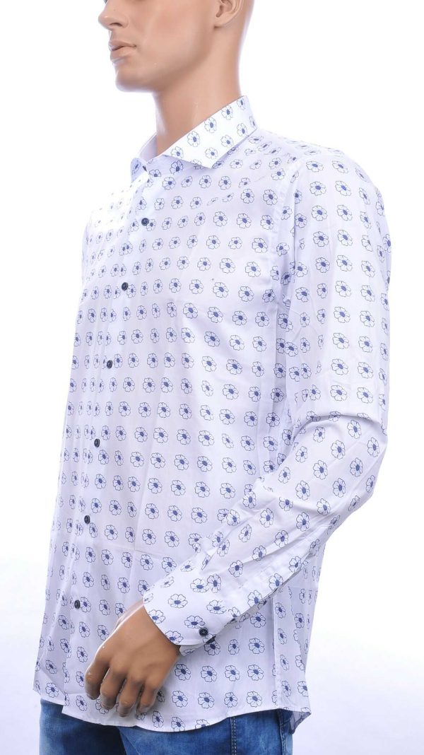 Corrino slim fit allover madeliefjes dessin heren overhemd Wit