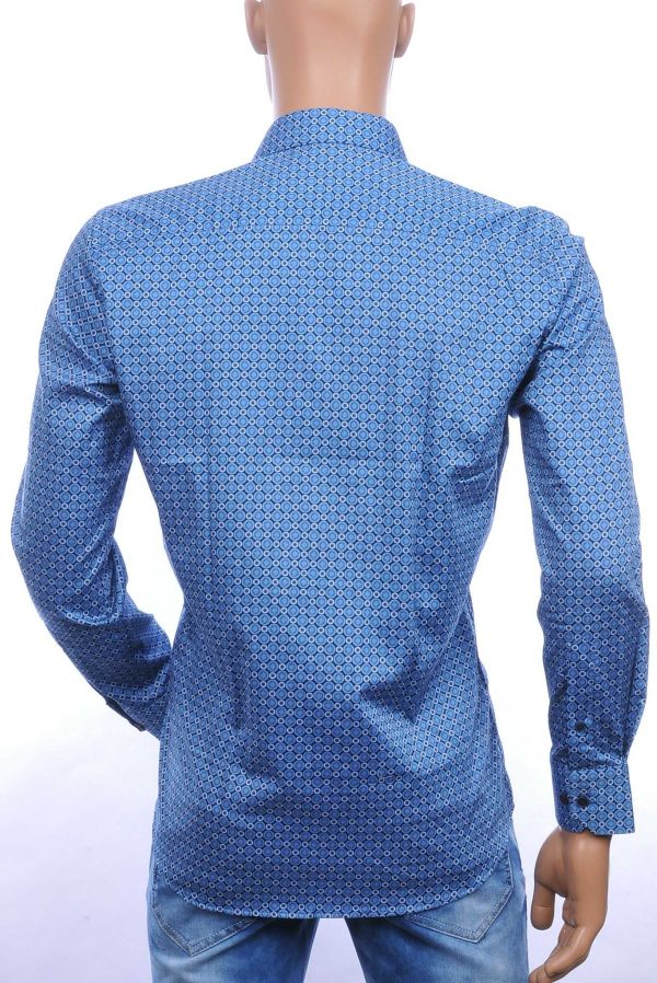 Corrino modern fit allover rondjes dessin heren overhemd Navy