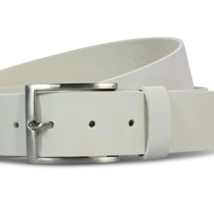 Italiaans luxe rundleren jeans riem, E016 Wit