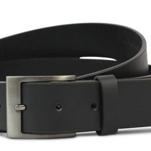 Italiaans luxe rundleren jeans riem, E016 Zwart