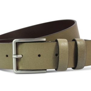 Italiaans luxe rundleren jeans riem, E740 Khaki