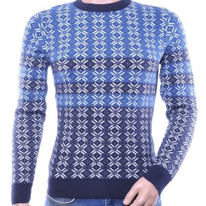 Woolline Wolff Blitz Moncler DIOR Philipp Plein PRADA Louis Vuitton GUCCI VERSACE KENZO Dsquared2 Levi's CHASIN G-STAR DOLCE & GABBANA DIESEL PME LEGEND WAM DENIM LACOSTE trendy allover modern dessin heren trui Blauw-Navy