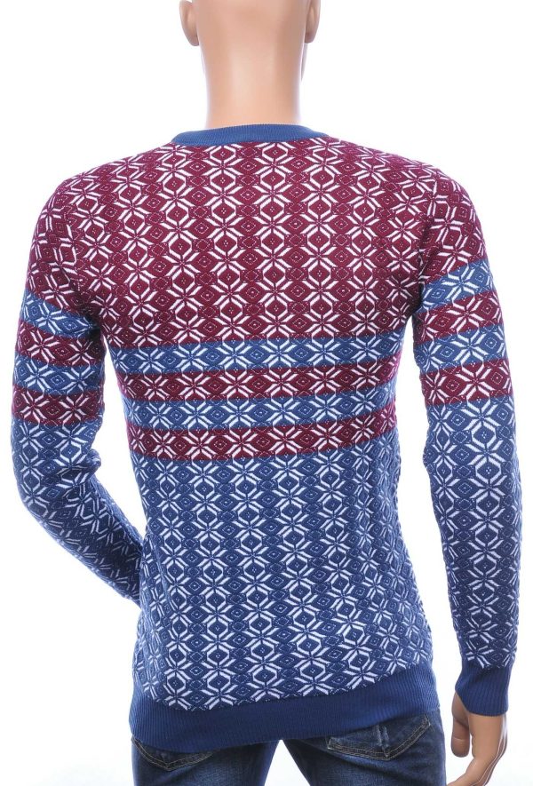 Woolline Wolff Blitz Moncler DIOR Philipp Plein PRADA Louis Vuitton GUCCI VERSACE KENZO Dsquared2 Levi's CHASIN G-STAR DOLCE & GABBANA DIESEL PME LEGEND WAM DENIM LACOSTE trendy allover modern dessin heren trui Bordeaux-Blauw
