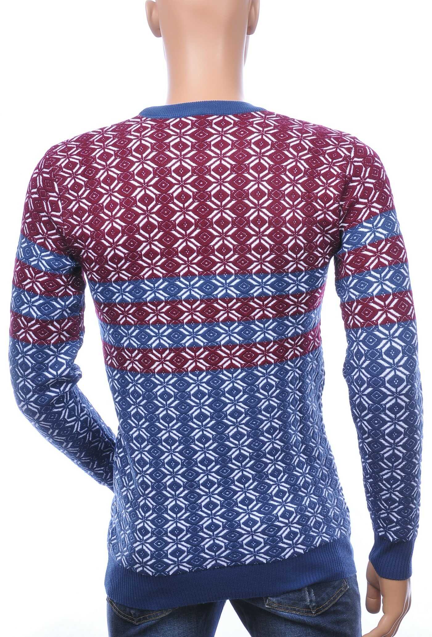 Woolline Wolff Blitz Moncler DIOR Philipp Plein PRADA Louis Vuitton GUCCI VERSACE KENZO Dsquared2 Levi's CHASIN G-STAR DOLCE & GABBANA DIESEL PME LEGEND WAM DENIM LACOSTE trendy allover modern dessin heren trui Bordeaux-Blauw