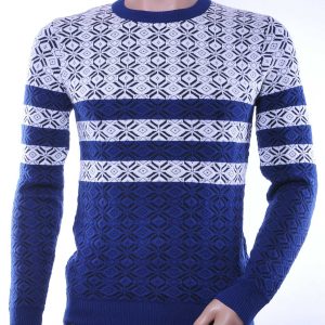 Woolline Wolff Blitz Moncler DIOR Philipp Plein PRADA Louis Vuitton GUCCI VERSACE KENZO Dsquared2 Levi's CHASIN G-STAR DOLCE & GABBANA DIESEL PME LEGEND WAM DENIM LACOSTE trendy allover modern dessin heren trui Wit-Blauw