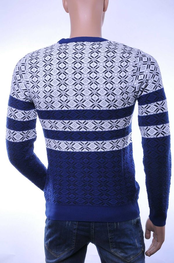 Woolline Wolff Blitz Moncler DIOR Philipp Plein PRADA Louis Vuitton GUCCI VERSACE KENZO Dsquared2 Levi's CHASIN G-STAR DOLCE & GABBANA DIESEL PME LEGEND WAM DENIM LACOSTE trendy allover modern dessin heren trui Wit-Blauw