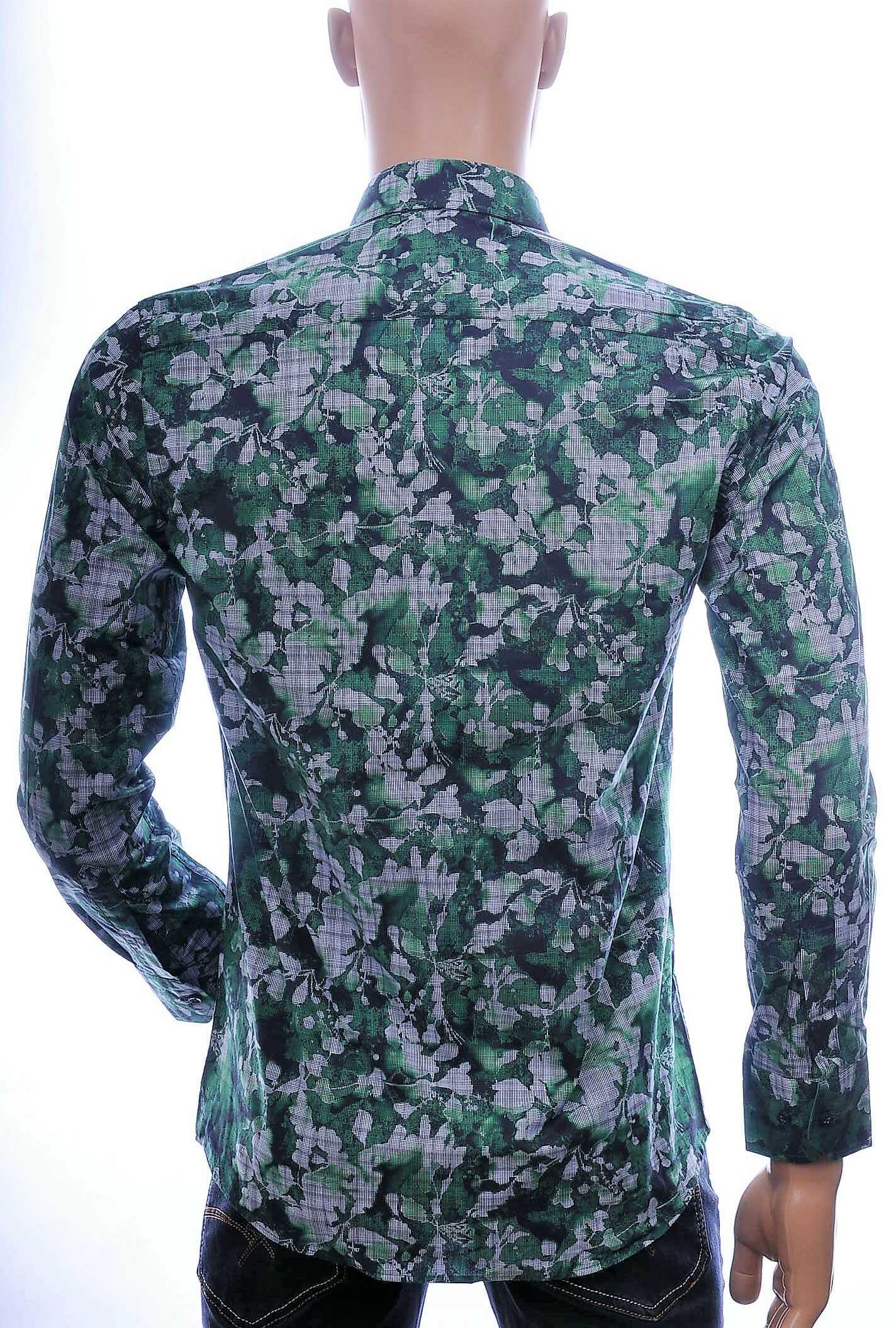 GENTS Italiaanse allover bladeren motieven slim fit heren overhemd Groen