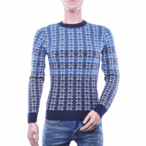 woolline heren trui, heren trui ronde hals, dunne heren trui, trendy heren pullover, heren trui met patroon, streetwear heren trui, moderne knitwear heren, slim fit heren trui, heren trui blauw wit, fashionable heren kleding, heren mode Nijmegen, CHARRA herenmode, chique casual heren trui, online trui kopen, trui kopen in Nijmegen, Goedkoop heren trui kopen
