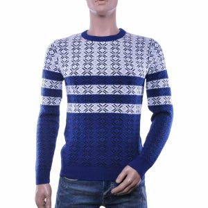 woolline heren trui, heren trui ronde hals, dunne heren trui, trendy heren pullover, heren trui met patroon, streetwear heren trui, moderne knitwear heren, slim fit heren trui, heren trui blauw wit, fashionable heren kleding, heren mode Nijmegen, CHARRA herenmode, chique casual heren trui, online trui kopen, trui kopen in Nijmegen, Goedkoop heren trui kopen