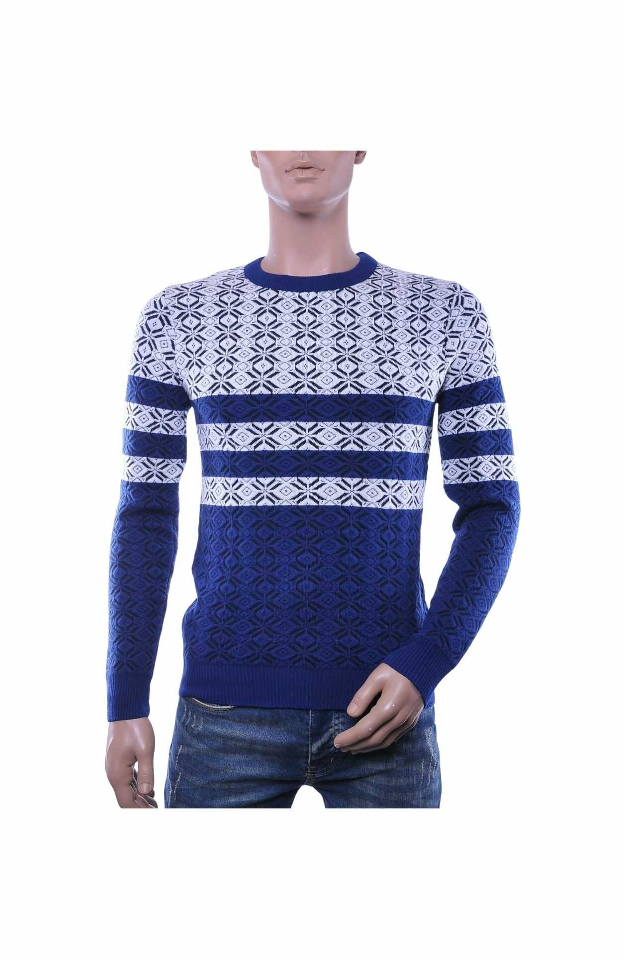 woolline heren trui, heren trui ronde hals, dunne heren trui, trendy heren pullover, heren trui met patroon, streetwear heren trui, moderne knitwear heren, slim fit heren trui, heren trui blauw wit, fashionable heren kleding, heren mode Nijmegen, CHARRA herenmode, chique casual heren trui, online trui kopen, trui kopen in Nijmegen, Goedkoop heren trui kopen