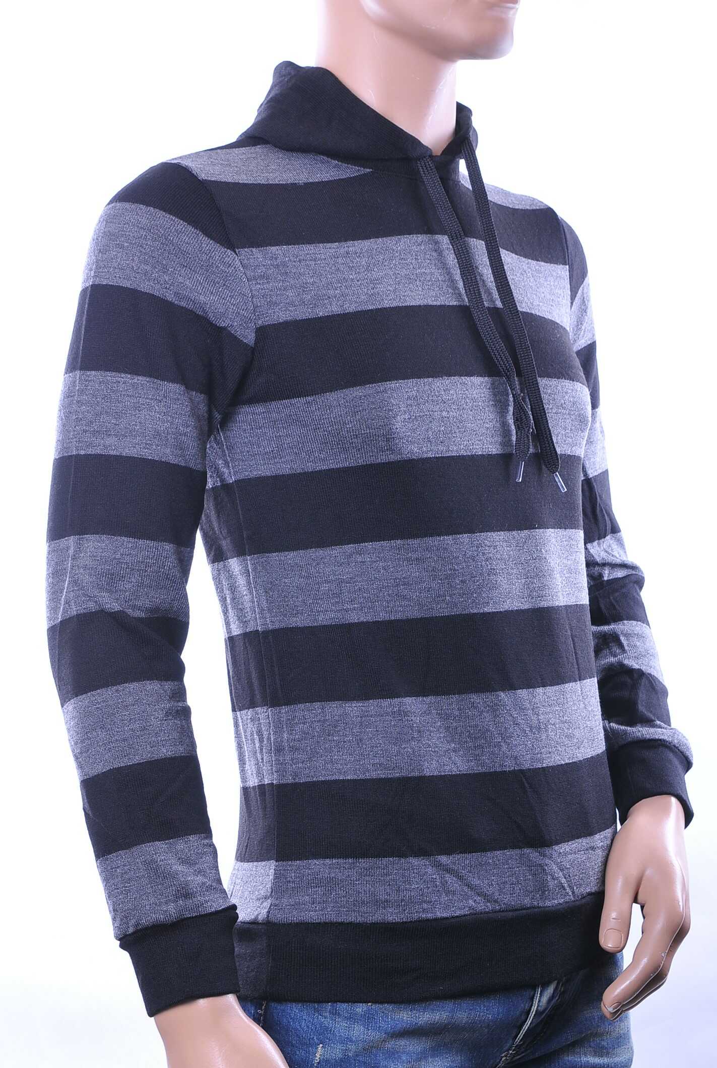 Zeloni Wolff Blitz Moncler DIOR Philipp Plein PRADA Louis Vuitton GUCCI VERSACE KENZO Dsquared2 Levi's CHASIN G-STAR DOLCE & GABBANA DIESEL PME LEGEND WAM DENIM LACOSTE trendy gebreide en horizontale gestreepte heren winter trui met capuchon Zwart