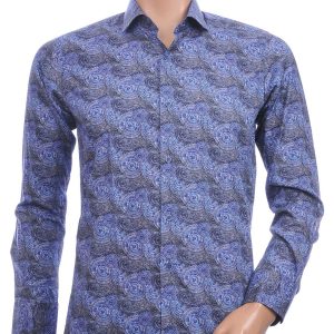 Corrino Italiaanse getailleerd slim fit allover bloemen dessin heren overhemd Antraciet