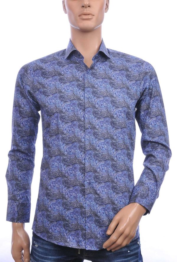 Corrino Italiaanse getailleerd slim fit allover bloemen dessin heren overhemd Antraciet
