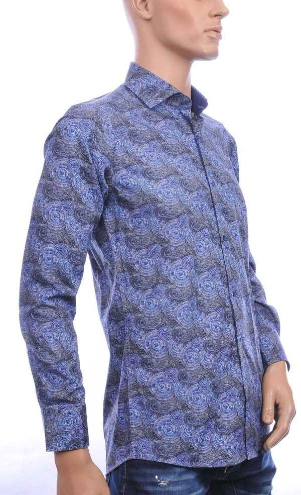 Corrino Italiaanse getailleerd slim fit allover bloemen dessin heren overhemd Antraciet