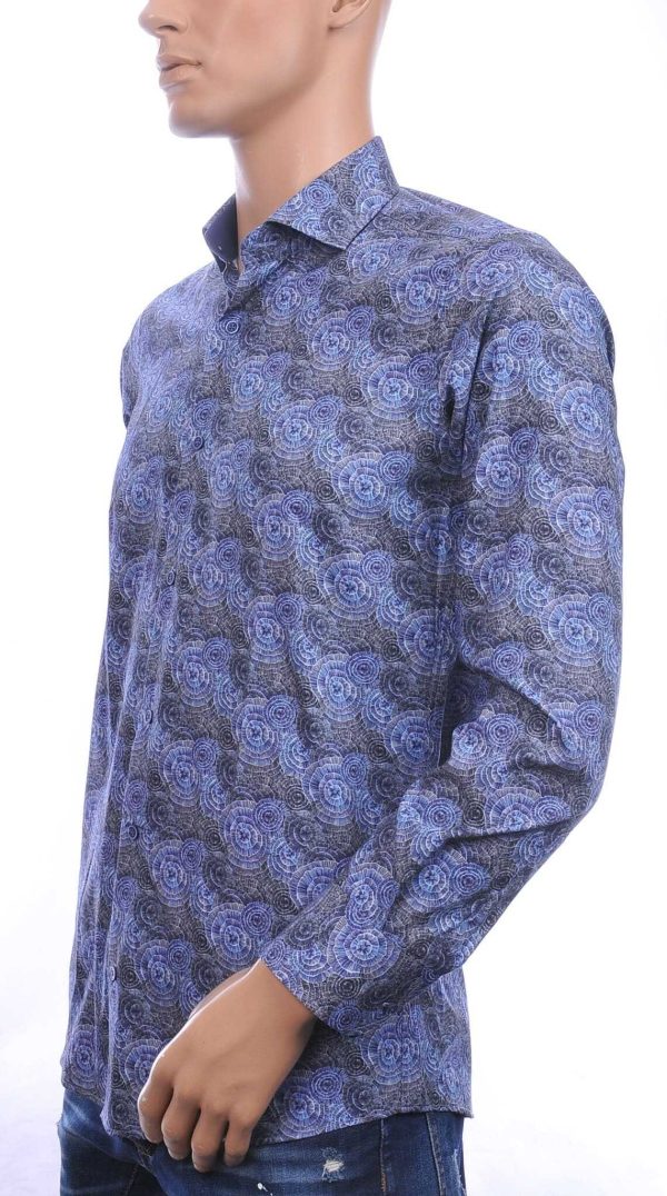 Corrino Italiaanse getailleerd slim fit allover bloemen dessin heren overhemd Antraciet